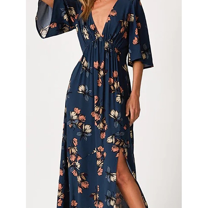 2024 Women's V-neck printed dress
