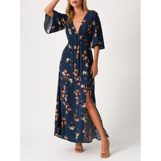 2024 Women's V-neck printed dress