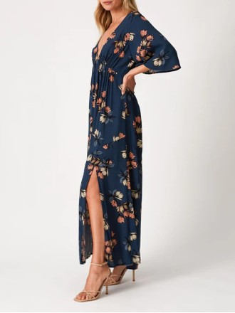 2024 Women's V-neck printed dress