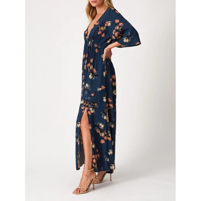 2024 Women's V-neck printed dress