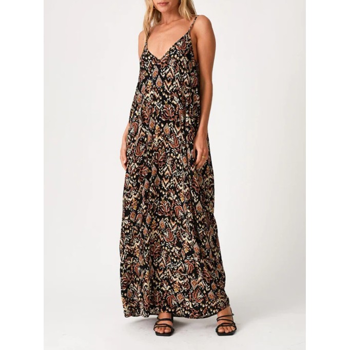 2024 Women's V-neck printed lace dress