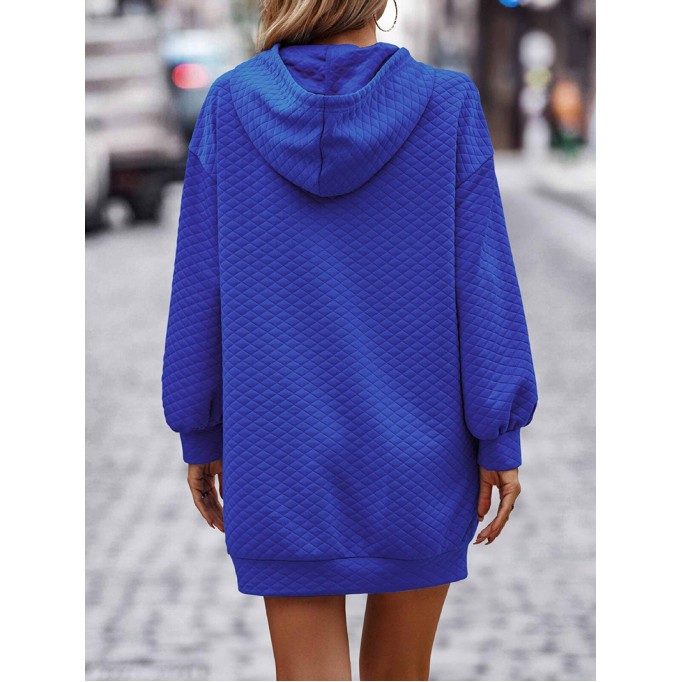 Autumn/Winter New Solid Hooded Loose Sleeve Dress