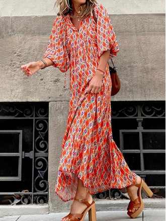 Casual Print Split Joint Straight Dresses