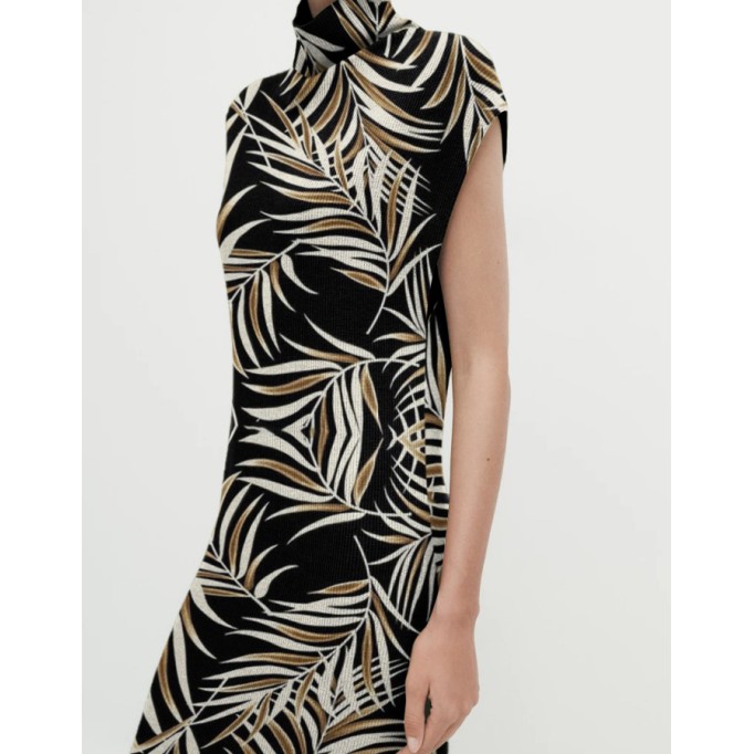 Printed turtleneck sweater with short sleeves