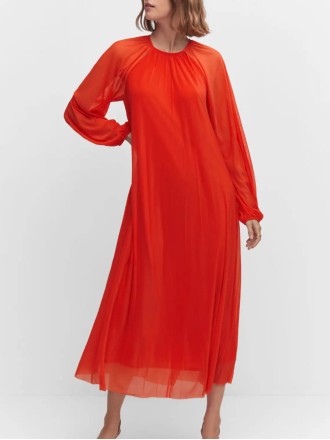Red chiffon dress for women