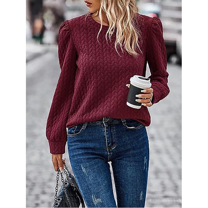 Round neck bubble long sleeve top air Fried Dough Twists sweater