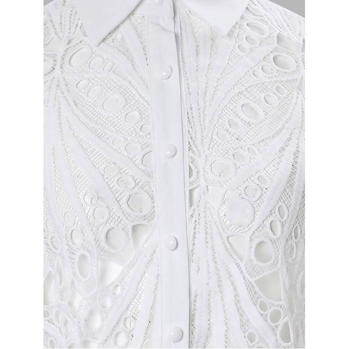 Women's lace cut out shirt top